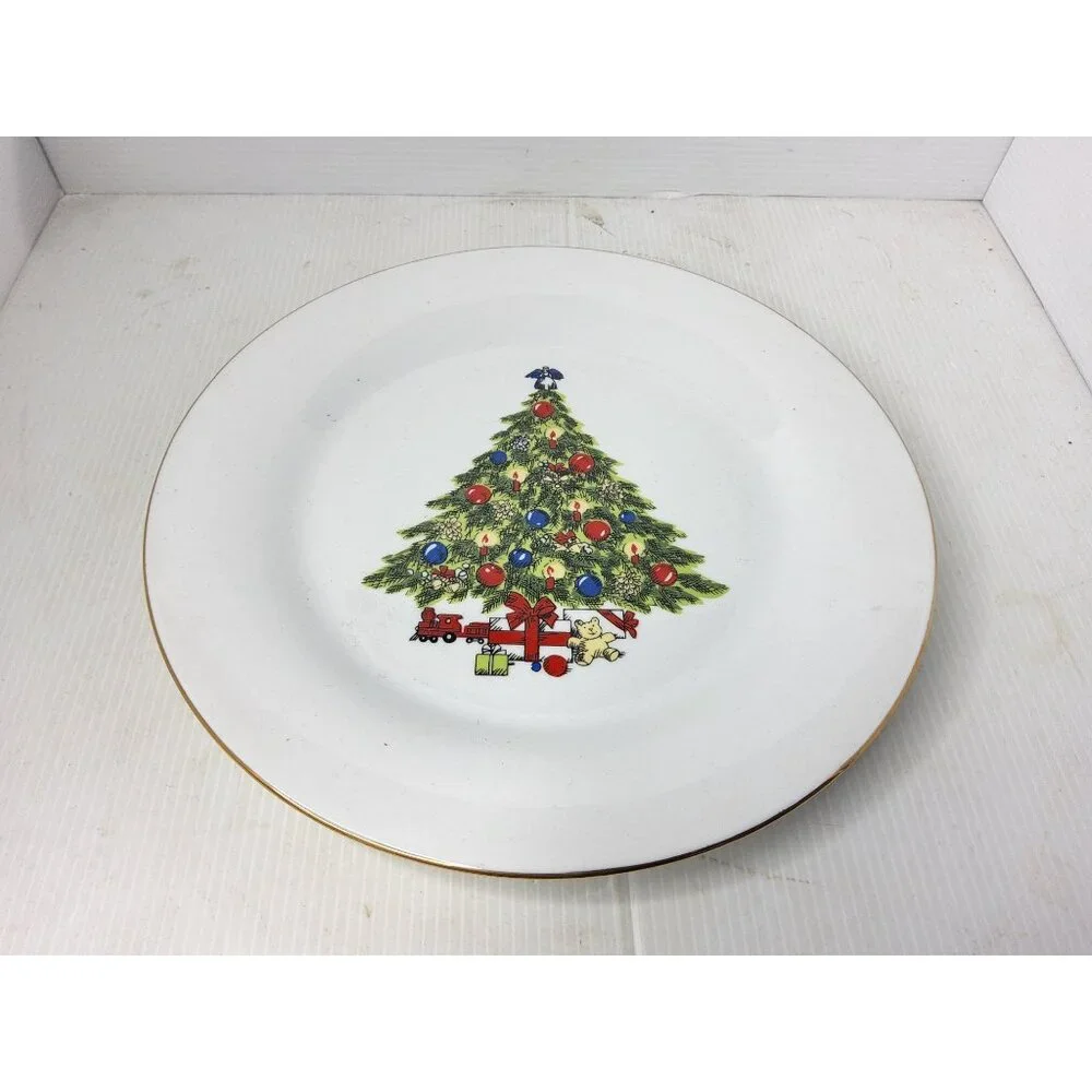 Vintage Sea Gull Fine China Christmas Tree Gold Rim 10.5"" Dinner Plate - Picture 7 of 8